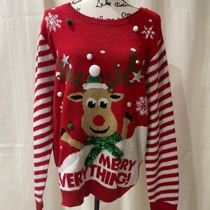 CHRISTMAS  UGLY SWEATER RUDOLF THE RED NOSE REEINDER